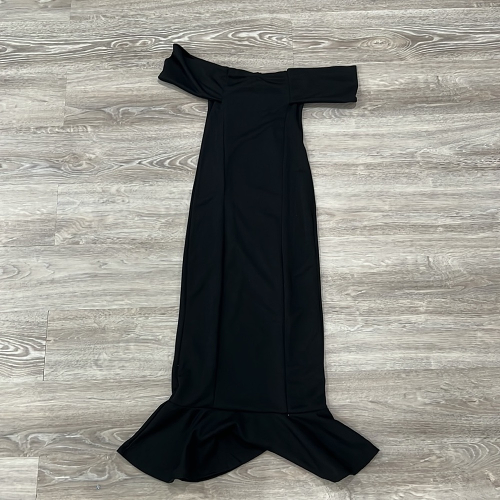 Pretty little thing black Bardot frill hem midi dress - Picture 3 of 8